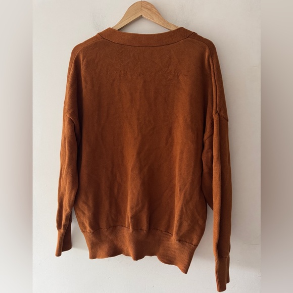 Goumi Organic Knit Button Down Cardigan Sweater Sienna Brown - Picture 5 of 7